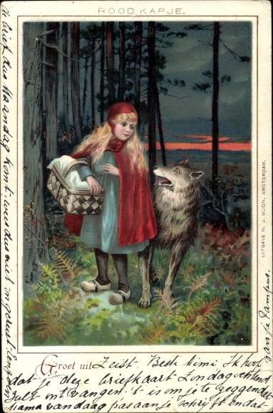 Chromo-Litho Fairy Tale, Little Red Riding Hood and the Big Bad Wolf, Brothers Grimm