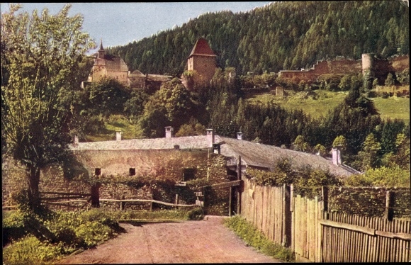 Postcard Friesach in Carinthia, ruin Petersberg