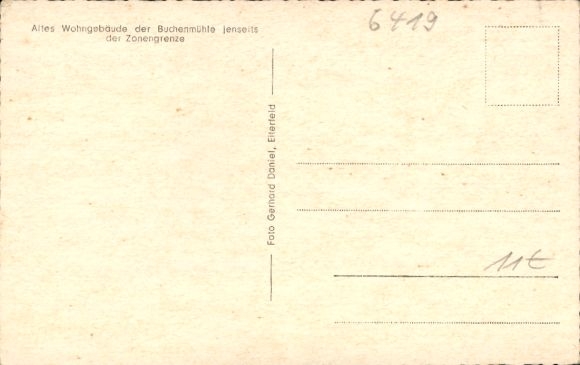 Postcard Soisdorf Eiterfeld in Hesse, Buchenmühle, zone border, before demolition