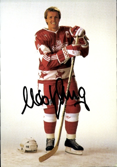 Postcard ice hockey player Udo Kiessling, defender, autograph, Cologne Ice Hockey Club