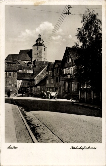 Postcard Sontra in Hessen, Bahnhofstraße, Church