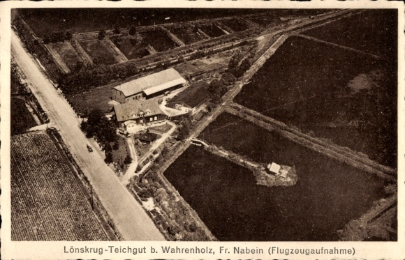 Ak Teichgut Wahrenholz Niedersachsen, Lönskrug, Fliegeraufnahme