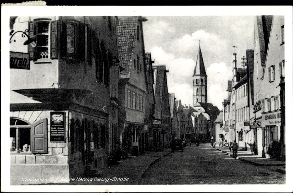 Ansichtkaart Lauingen aan de Donau Schwäbische Alb, Lower hertog Georg Street