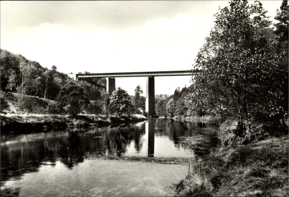 Postcard Siebenlehn Großschirma in Saxony, motorway bridge with hollow
