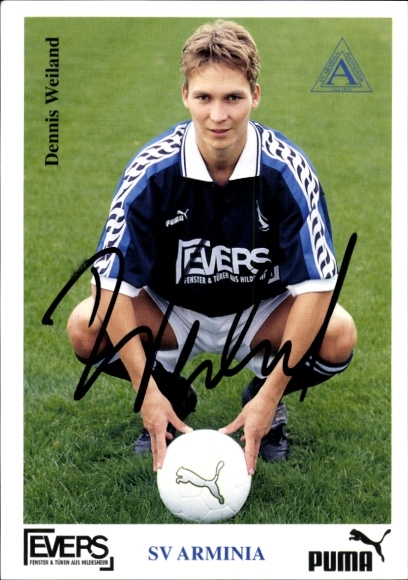 Autogrammkarte Fußballer Dennis Weiland, SV Arminia Hannover, Autogramm