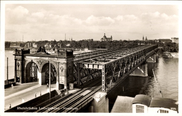 Postcard Ludwigshafen am Rhein, Rhine Bridge, Ludwigshafen-Mannheim