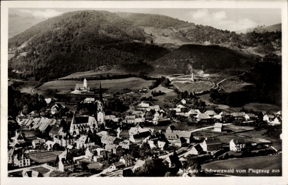 Postcard Schönau im Schwarzwald, aerial photograph
