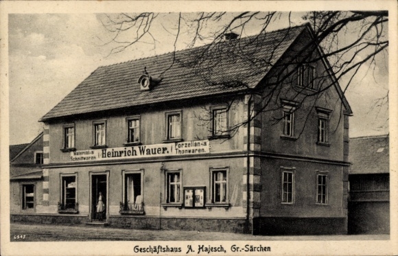 Ak Groß Särchen Lohsa in der Oberlausitz, Geschäftshaus von A. Hajesch