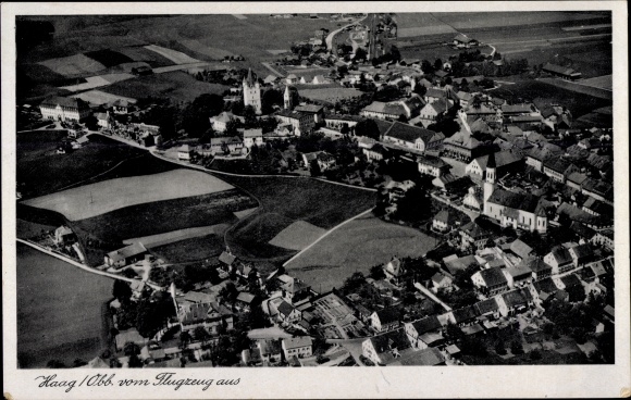 Postcard Haag in Upper Bavaria, aerial view
