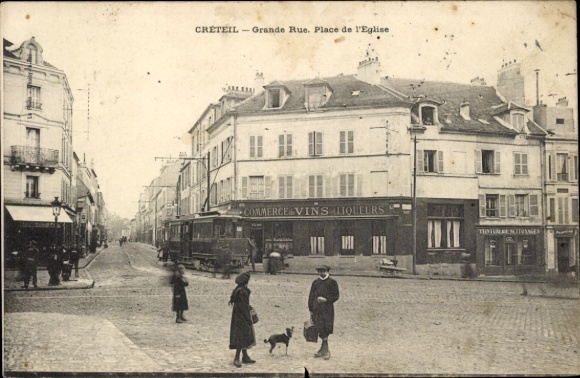 Postcard Creteil Val de Marne, Grande Rue, Place de l'Église