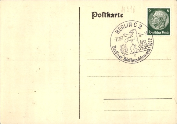 Artysta KP Berlin Mitte, berliński jarmark bożonarodzeniowy 1936 r. przy katedrze, dekoracja flagowa