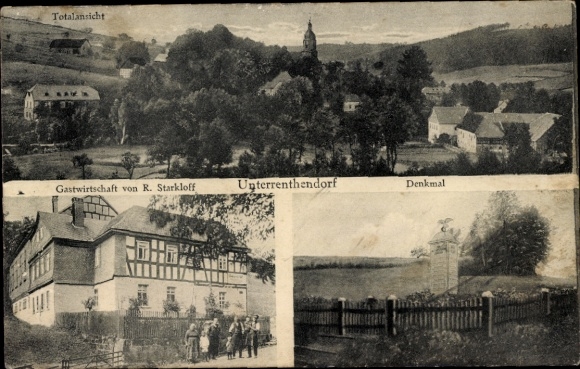Ak Unterrenthendorf Renthendorf in Thüringen, algemeen beeld, restaurant van R. Starkloff