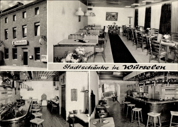 Ak Würselen Noordrijn-Westfalen, Hotel Restaurant Stadtschänke, buitenaanzicht, eetkamer