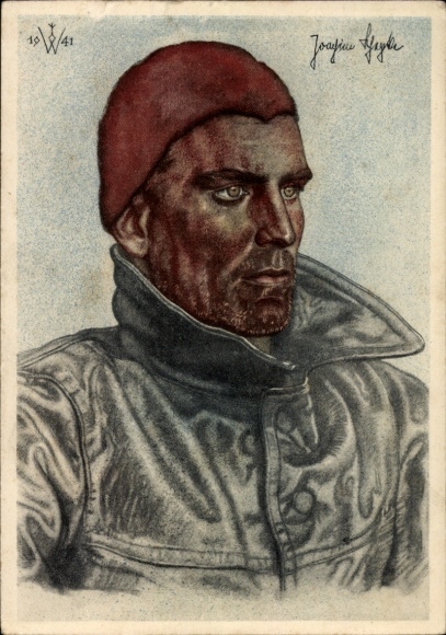 Artist Postcard Willrich, Wolfgang, Lieutenant Commander Joachim Schepke, U Boat Commander, Navy