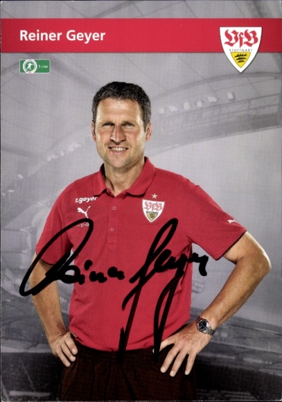 Autogrammkarte Trainer Reiner Geyer, VFB Stuttgart, Autogramm