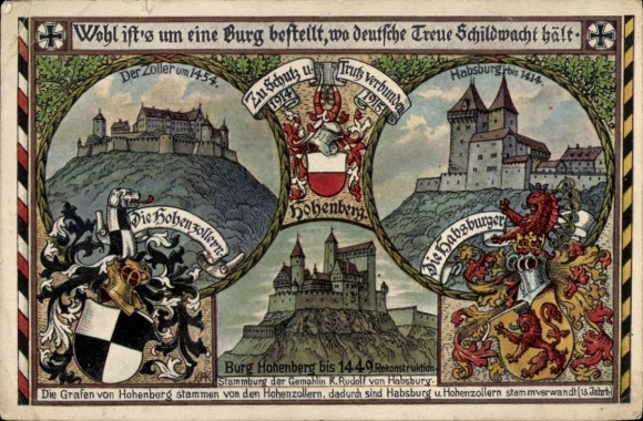 Coat of arms Postcard Hohenberg in Lower Austria, Hohenburg Castle, Zoller, Hohenzollern, Habsburg