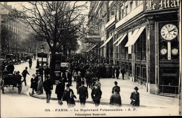 Postcard Paris II. Arrondissement Bourse, Boulevard Poissonnière