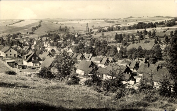 Postcard Wurzbach in Thuringia, town view