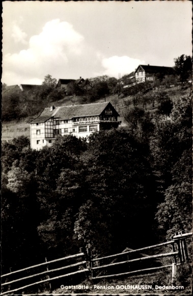 Ak Dedenborn Simmerath in der Eifel, Gaststätte Pension GOLDHAUSEN,  Landschaft, Gebäude