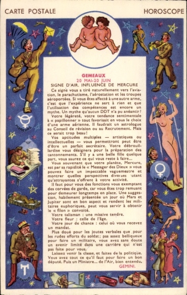 Postcard Zodiac sign, Gemini
