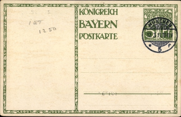 Postwaardestuk postkaart kunstenaar Diez, M., prins-regent Luitpold van Beieren, 1821 tot 1911, koets
