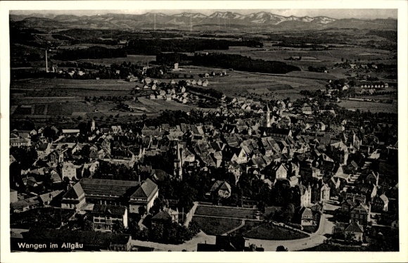 Postcard Wangen im Allgäu, aerial photograph