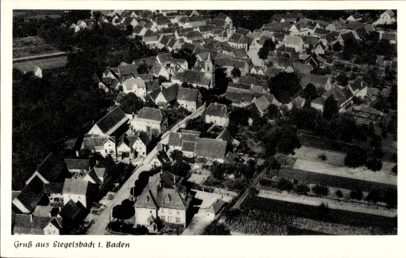 Postcard Siegelsbach in Baden, aerial photograph