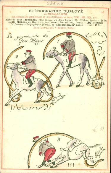 Postcard Stenography Duployé, the Gros Major Promenade