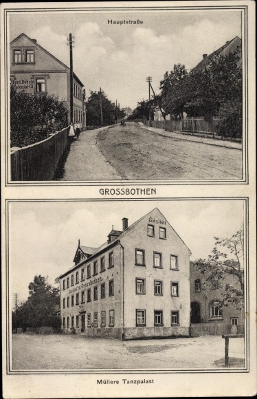Ak Großbothen Grimma in Sachsen, Hauptstrasse, Gasthof, Müllers Tanzpalast