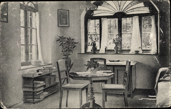 Postcard Oberaudorf in the Rosenheim district of Upper Bavaria, Landheim Dr. Carl Riemerschmid Foundation, interior view