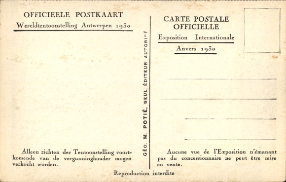 Postcard Antwerp Flanders, World Exhibition 1930, view of the French pavilion