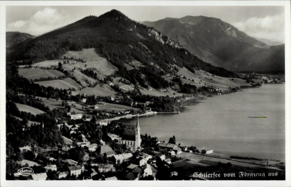 Postcard Schliersee in Upper Bavaria, aerial photograph
