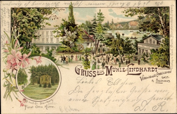 Chromo-Litho Naunhof near Leipzig, Mühle Lindhardt, prince Otto Hütte
