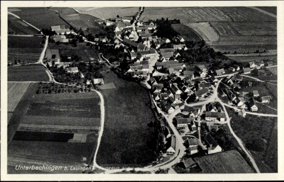 Postcard Unterbechingen Haunsheim in Schwaben, aerial photograph