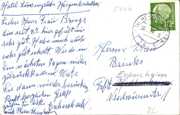 Postcard Heigenbrücken in the Spessart Lower Franconia, partial view