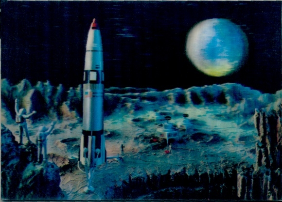 3D Picture Moon Landing, Astronauts, Rocket, USA