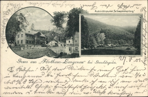 Postcard Geroldsgrün in Bavaria, Forsthaus Langenau, vantage point Schwammerling