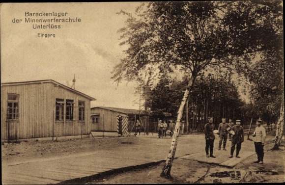 Ak Unterlüß Unterlüß Südheide, kazernekamp van de mijnenwerpersschool, ingang