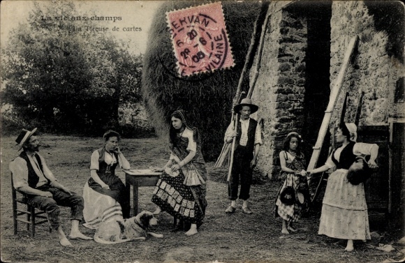 Postcard Frankreich, Life in the Fields, the Card Drawer