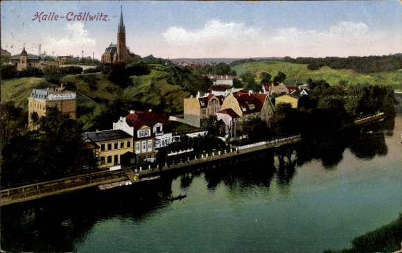 Postcard Kröllwitz Halle an der Saale, partial view