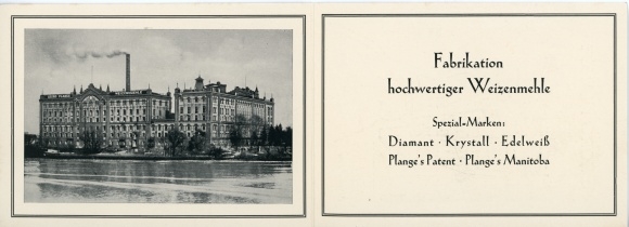 Klapp Postcard Hamburg Wilhelmsburg, Georg Plange wheat mill, factory building, city map