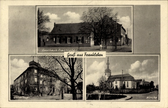Postcard Frankleben Braunsbedra in Saalekreis, Gasthaus Kirche, Unterho