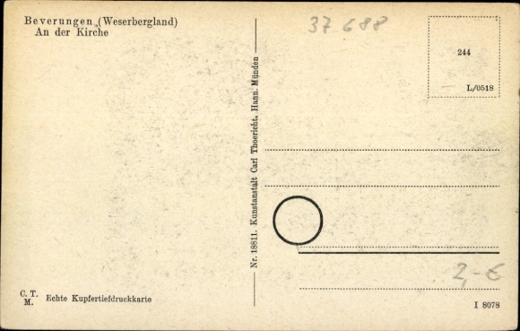 Postcard Beverungen in the Weserbergland, at the church