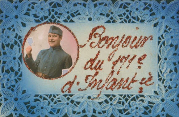 Glitter PC French soldier in uniform, Bonjour du 171e de Infanterie, lace
