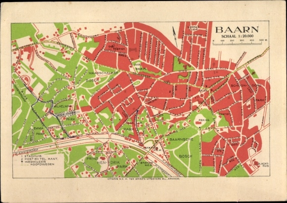 Mapa miasta Ak Baarn Utrecht Holandia, Baarnsche Bosch, Prins Hendrik Park