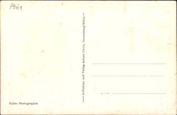 Postcard Fleischwangen in Württemberg, church, goods store and restaurant, panorama of the place