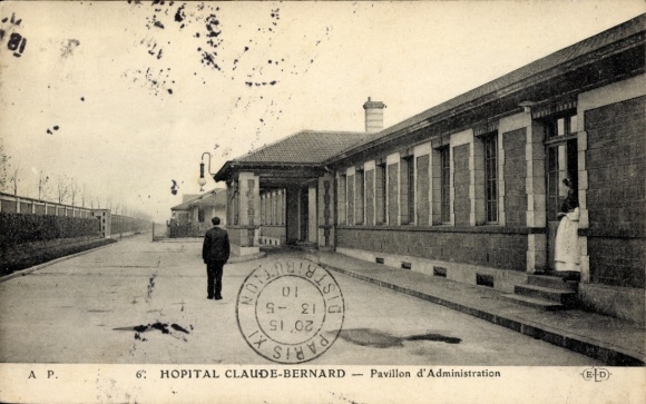 Ansichtkaart Parijs XIX La Villette, Hôpital Claude-Bernard, Pavillon d'Administration