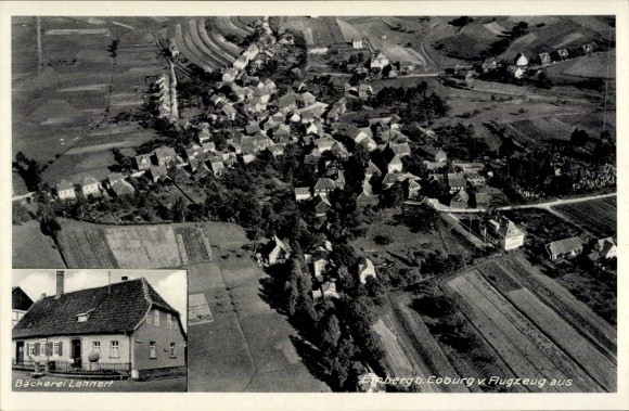 Ak Einberg (bij Coburg) Rödental Opper-Franken, luchtfoto, bakkerij Lehnert