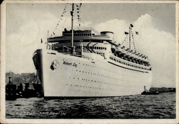 Postcard KDF steamer Robert Ley, electric ship