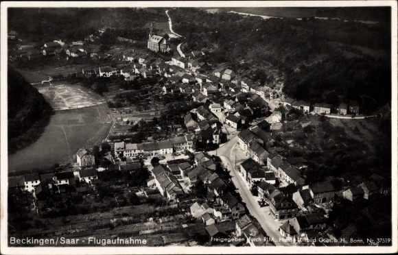 PC Beckingen Saar, view of the place, aerial photo